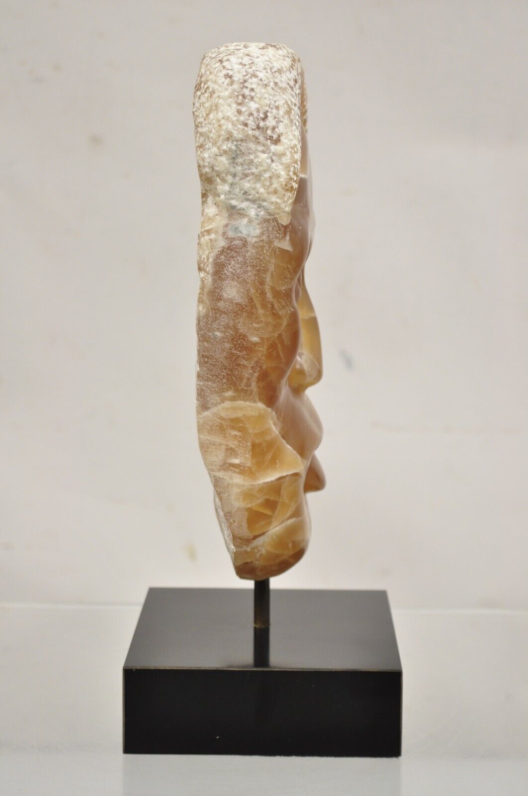 Sheryl C. Benjamin " Indian Trail " Carved Brown Onxy Male Face Sculpture