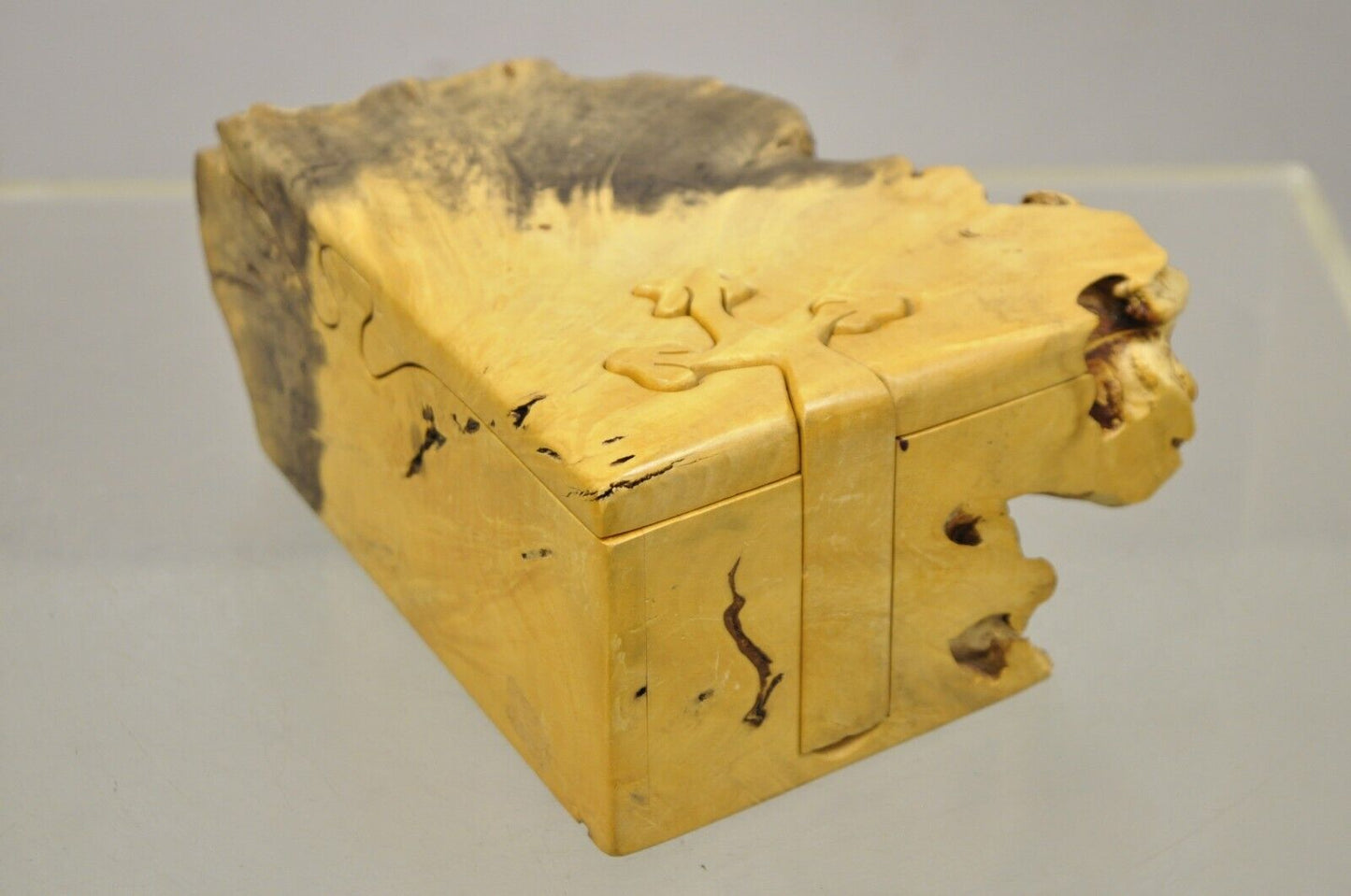 Vintage Richard Rothbard Burlwood Freeform Live Edge Puzzle Box Jewelry Box
