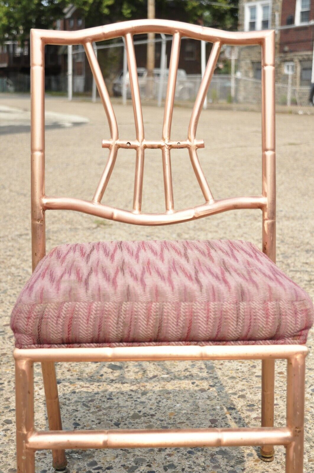 Shelby Williams Faux Bamboo Pink Rose Gold Upholstered Banquet Chairs - Set of 6