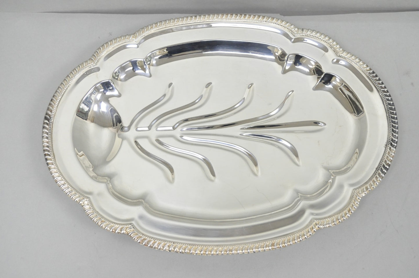 Vintage English Regency Silver Plated Meat Cutlery Serving Platter Tray by LB