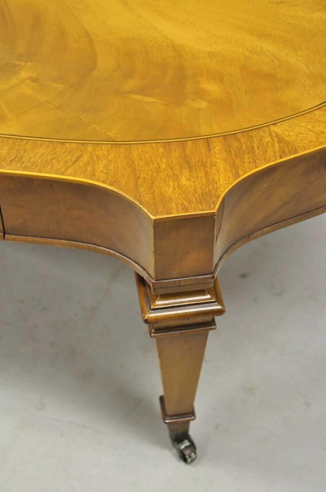 Heirloom Weiman Regency Style Flamed Mahogany One Drawer Coffee Table on Casters