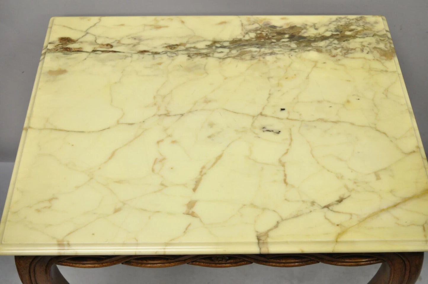 Vintage Hollywood Regency Provincial Pretzel Twist Marble Resin Side End Table