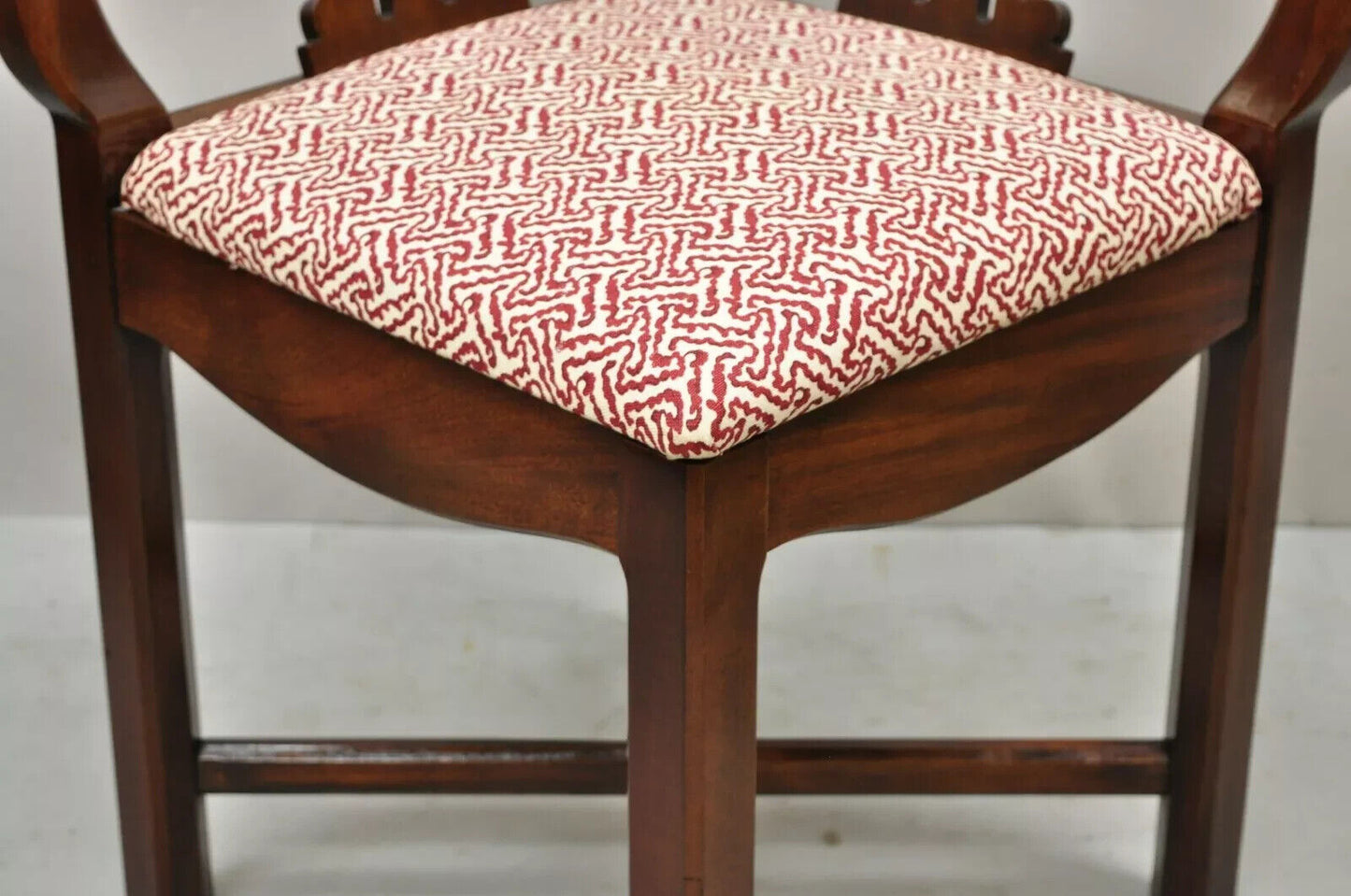 Vintage Mahogany Georgian Chippendale Style Corner Chair by Statesville Ross