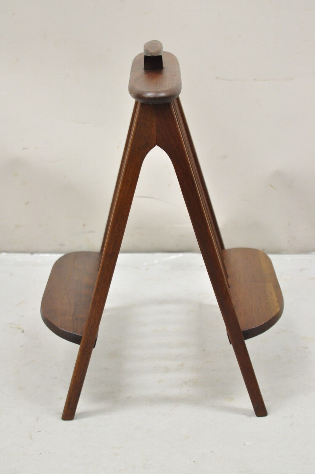 Arthur Umanoff Teak Wood Mid Century Danish Modern Compass Book Magazine Rack