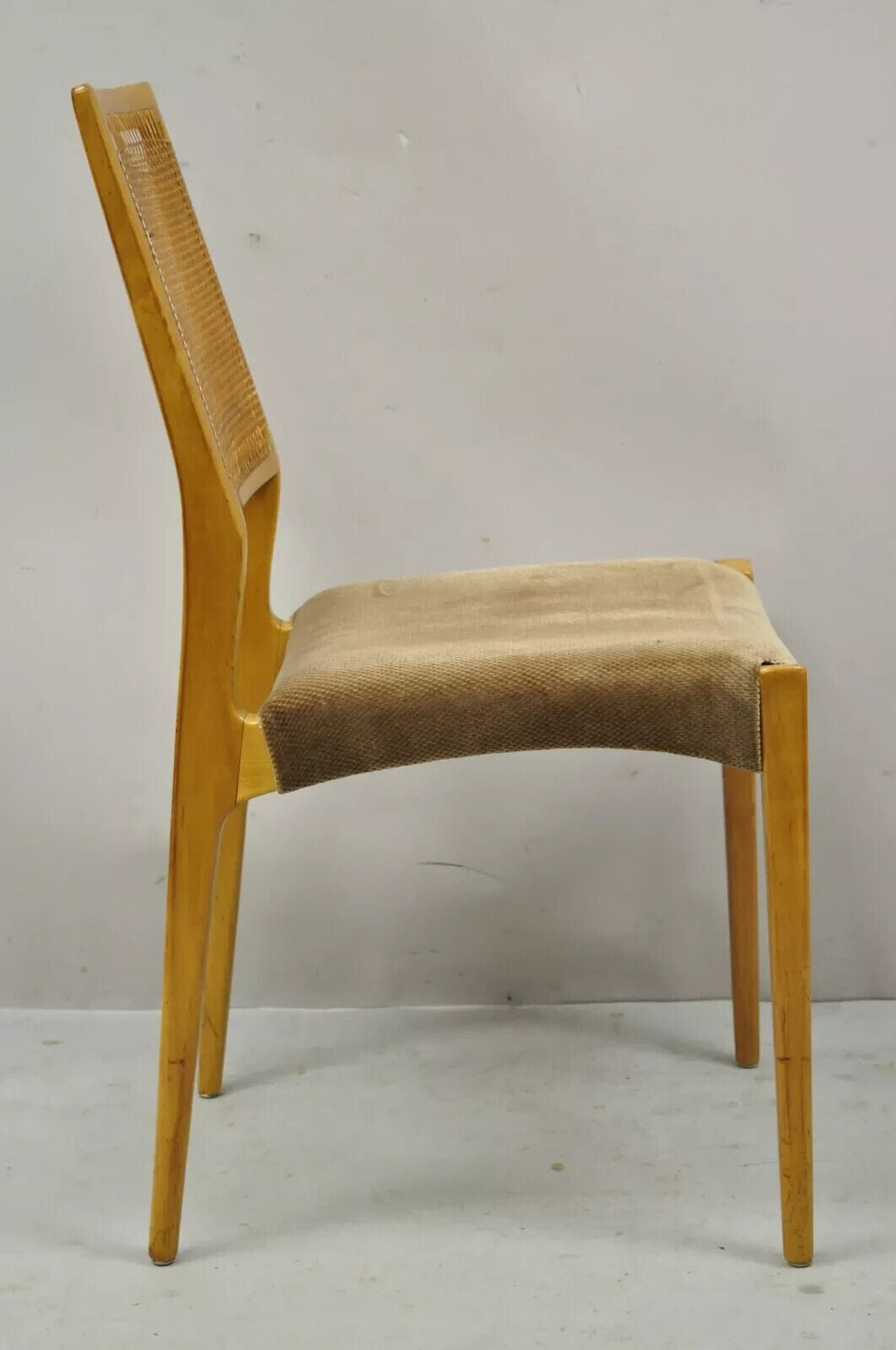 Vintage Mid Century Danish Modern Birch Wood Cane Back Dining Chairs - Set of 6