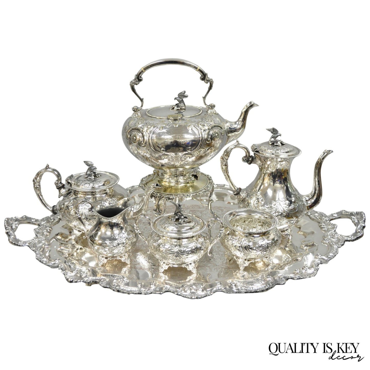 Antique John Turton Sheffield England Victorian Silver Plated Tea Set - 7 Pc Set