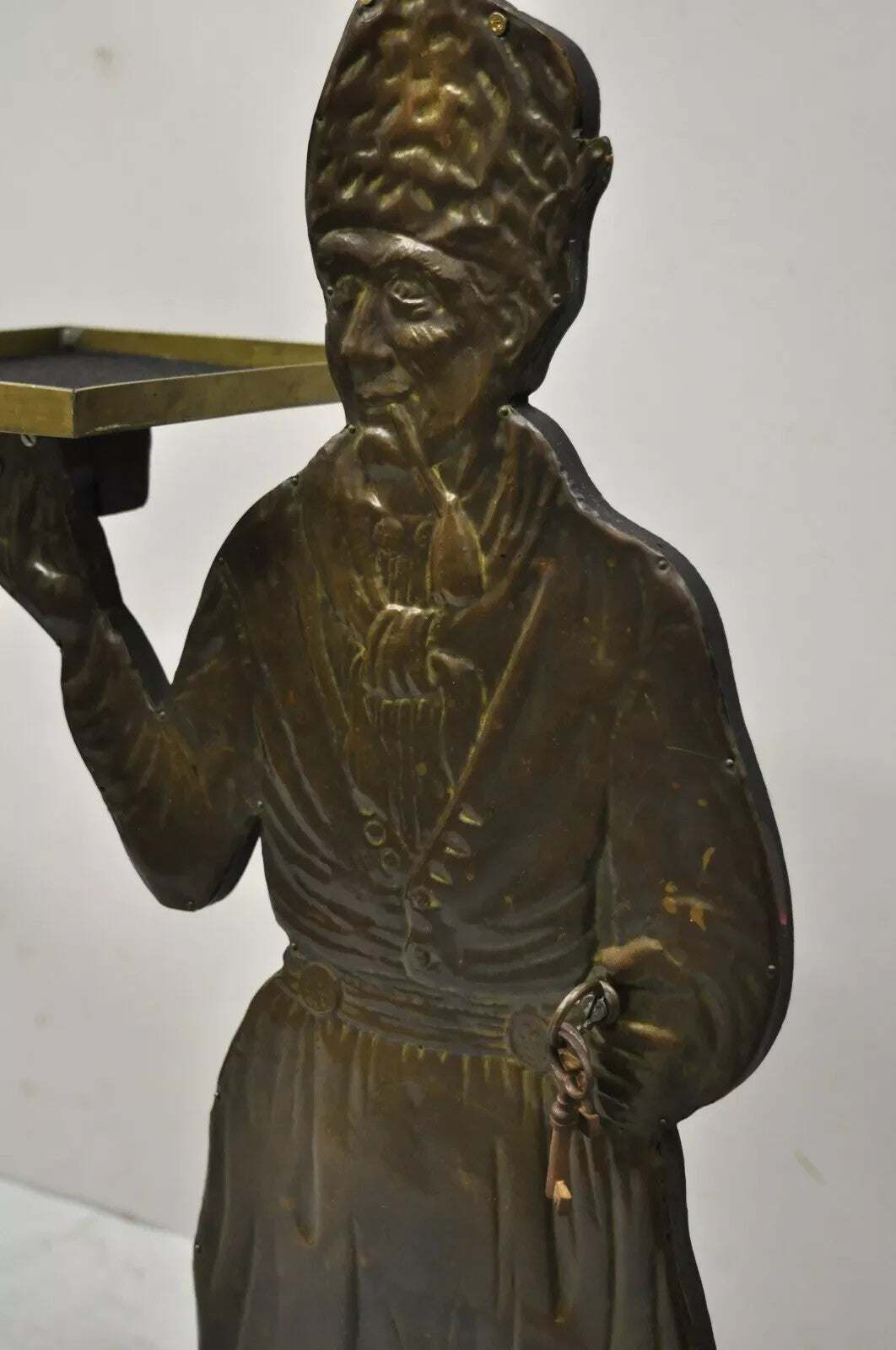 Vintage Copper Dutch Man Figure Entry Hall Key Change Trinket Dish Stand Holder