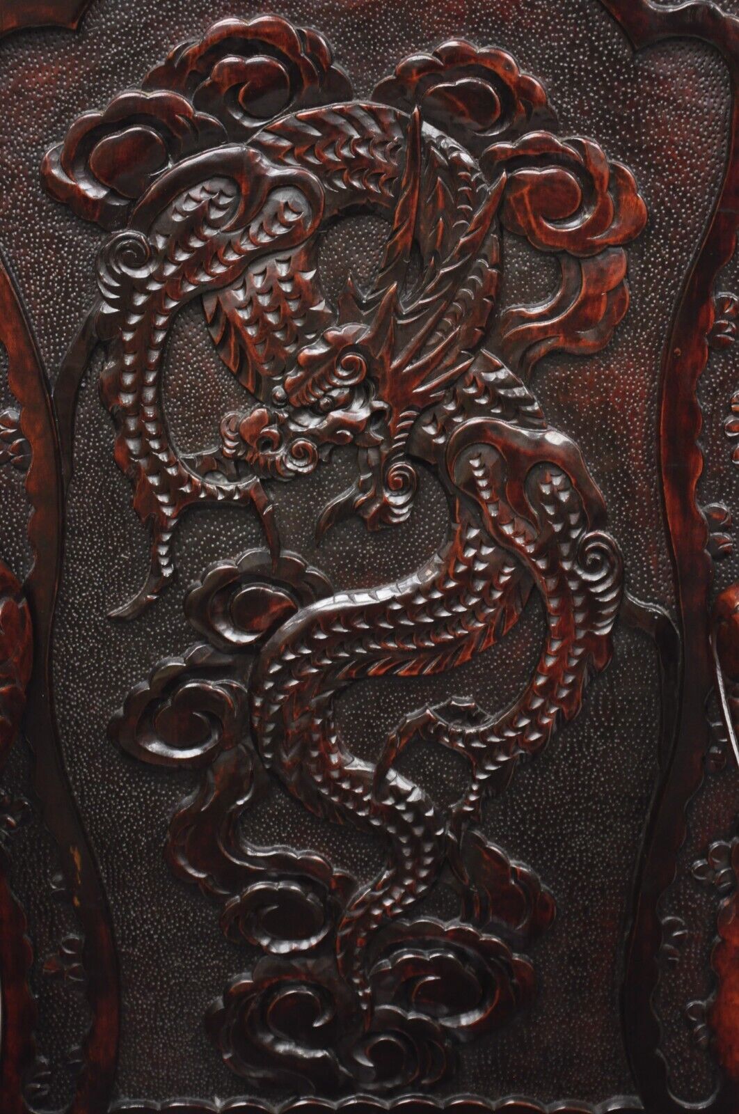 Antique Japanese Export Carved Hardwood Foo Dog Throne Arm Chair