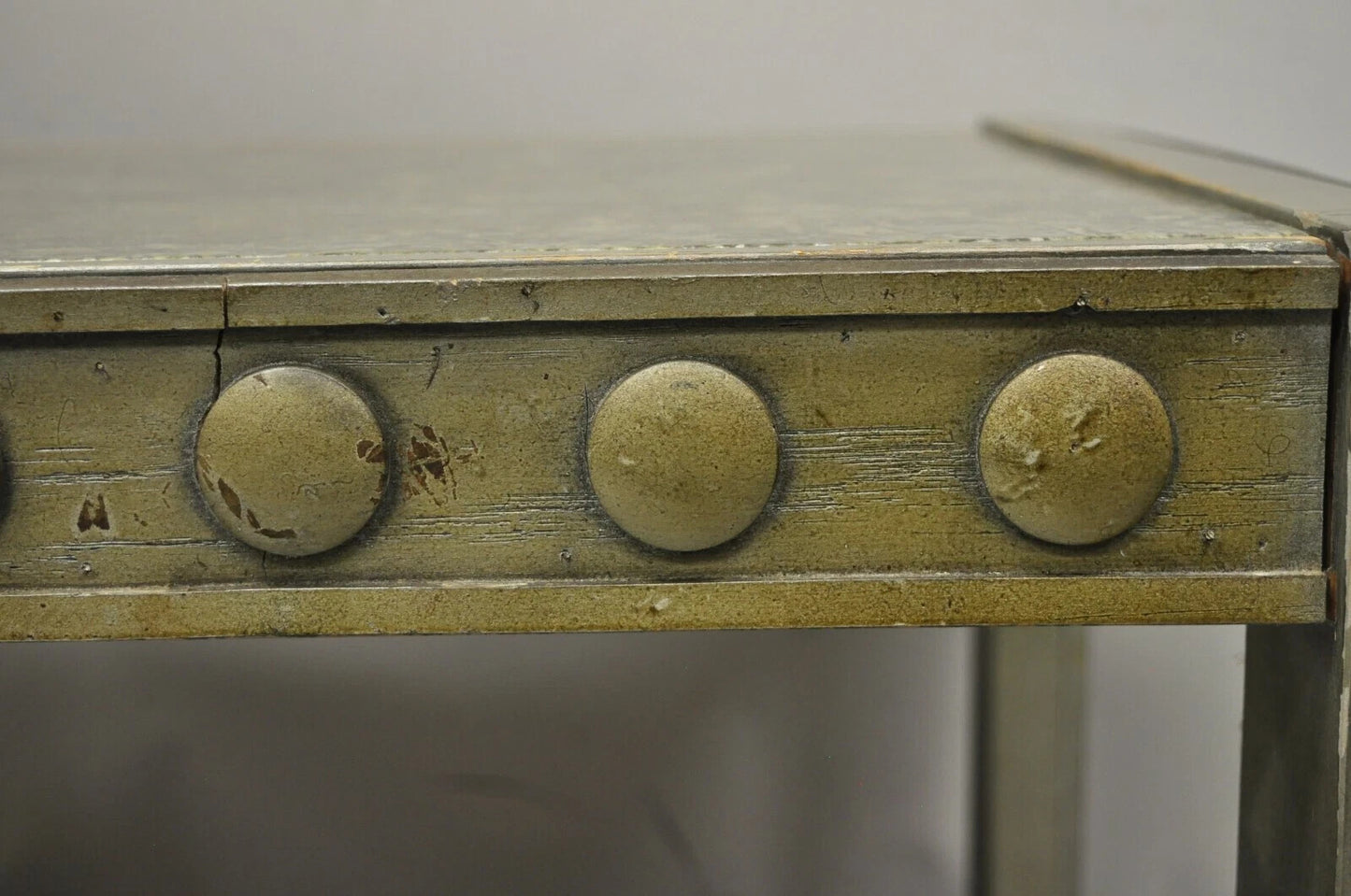 Vintage Mid Century Modern James Mont Style Silver Brutalist Side End Table