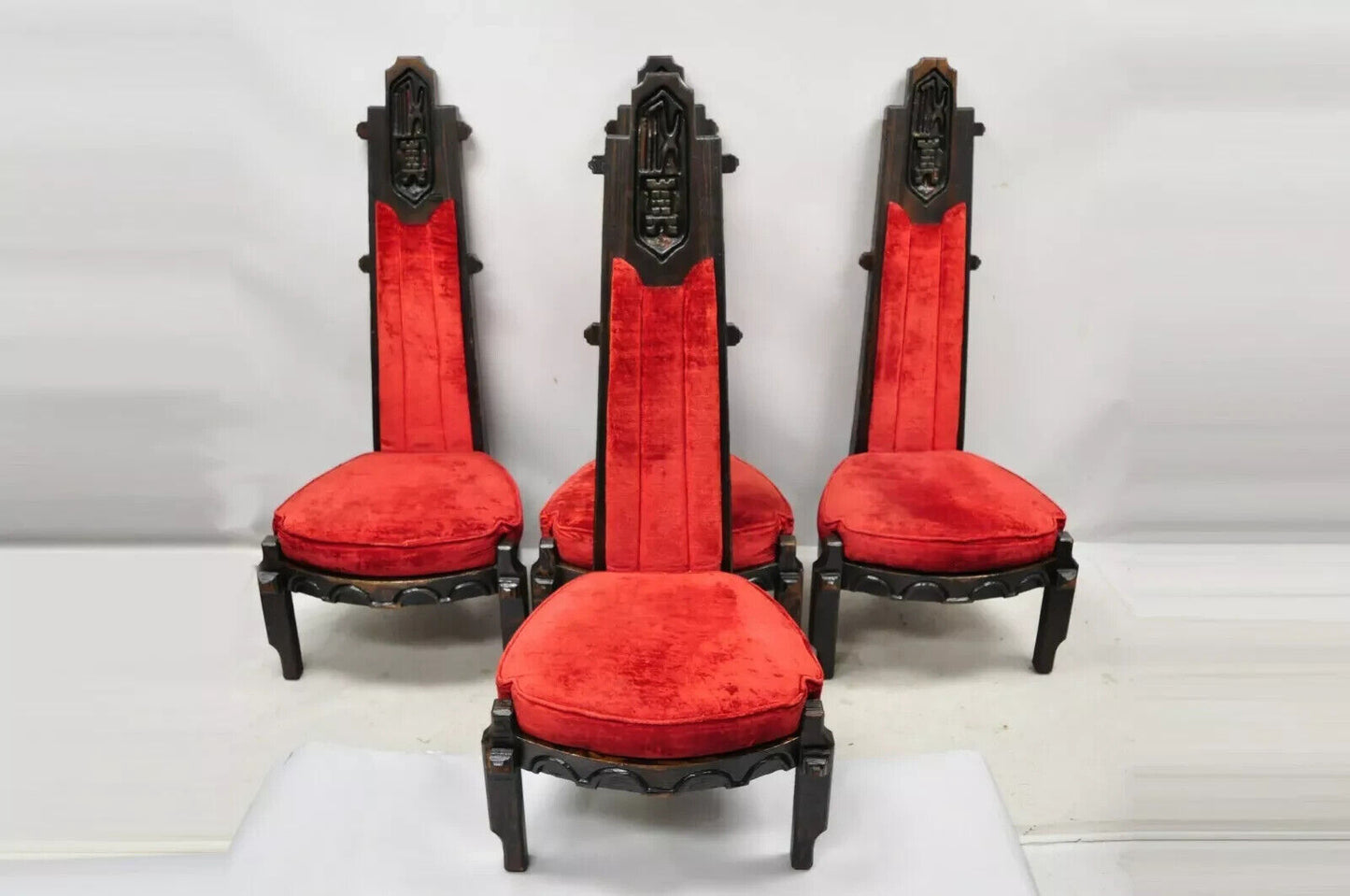 Maderas De Santa Barbara Gothic Revival Jungle Room Dining Chairs - Set of 4