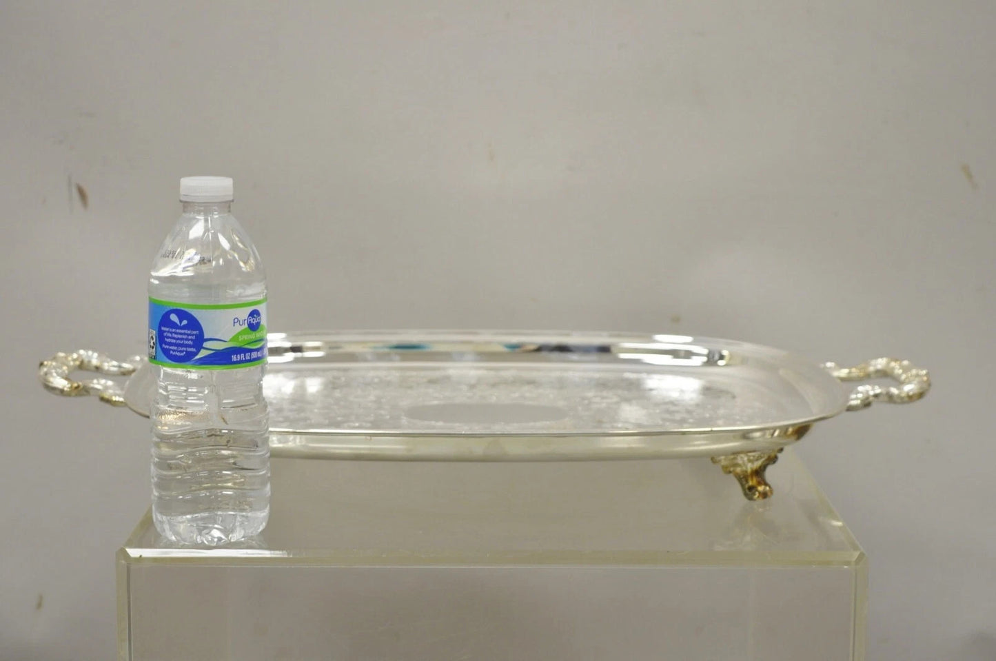 Vintage Eales 1779 Silver Plated 22" Footed Twin Handle Bar Tray Platter
