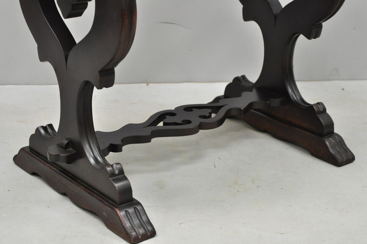 Antique Renaissance Style Carved Walnut Marble Top Side Table from Bloomingdales