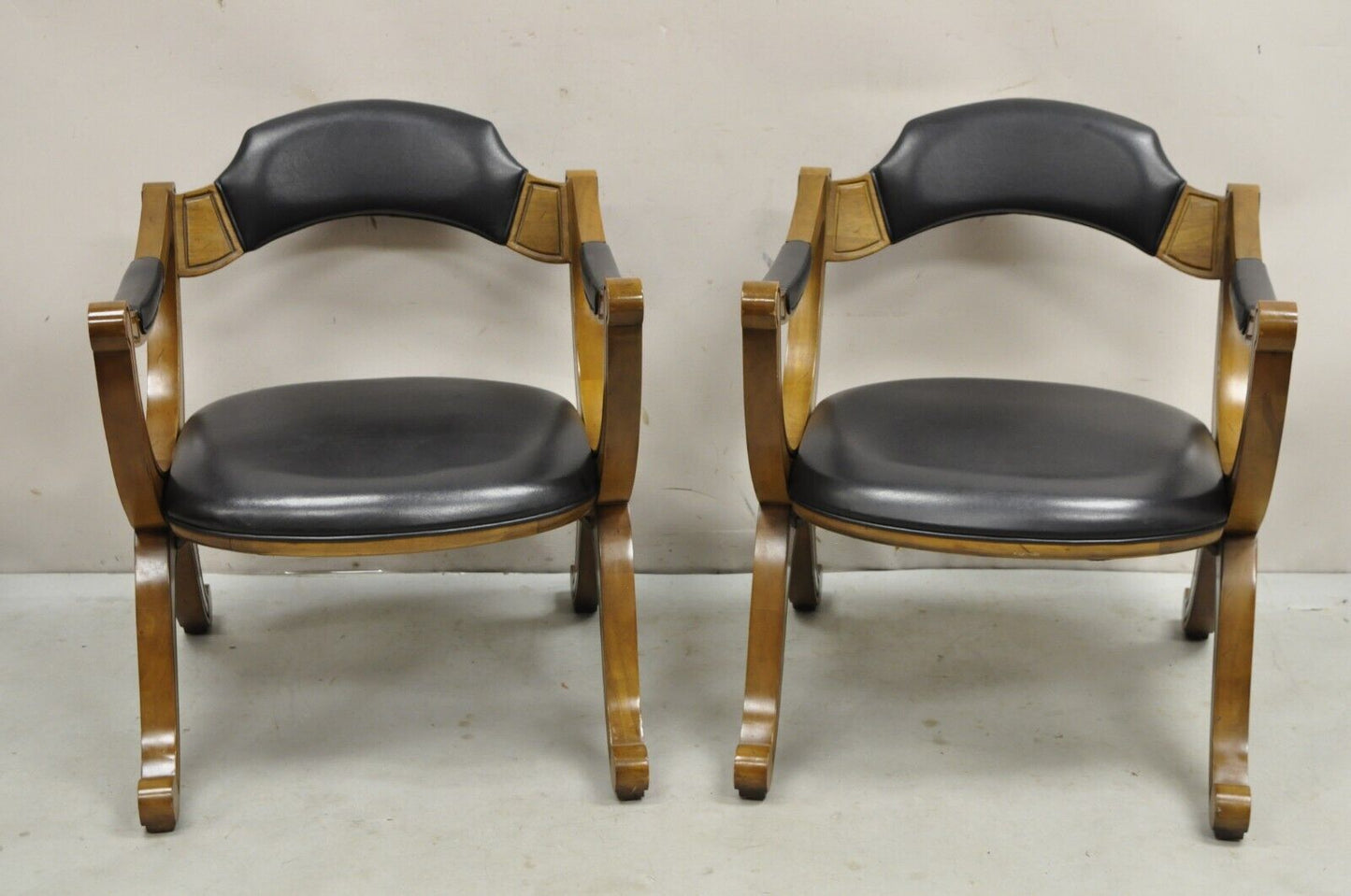 Vintage Drexel Esperanto Mid Century Spanish Style Curule Game Chairs - Set of 6