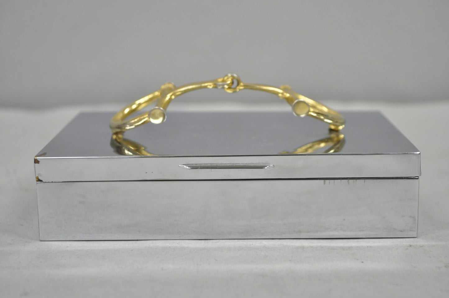 Vintage Brass Horsebit Silver Plated Gucci Style Cigarette Snuff Box Casket