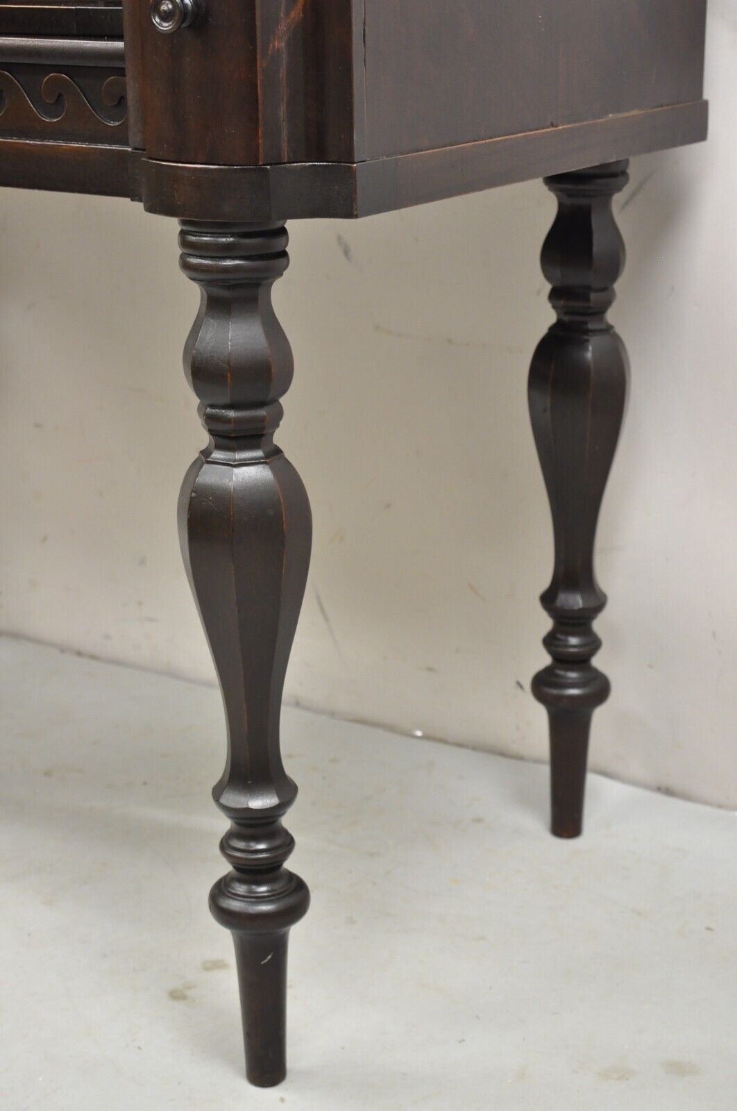 Antique Victorian Mahogany Spinet Piano Style Flip Top Secretary Writing Desk