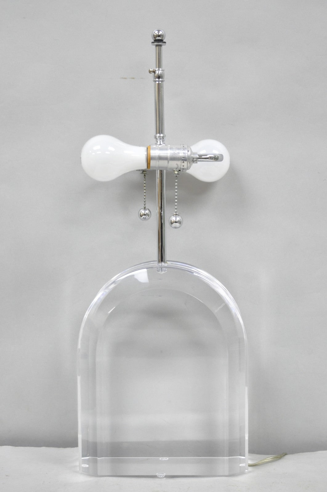 Vintage Les Prismatiques Heavy Lucite Acrylic Waterfall Arch Chrome Table Lamp