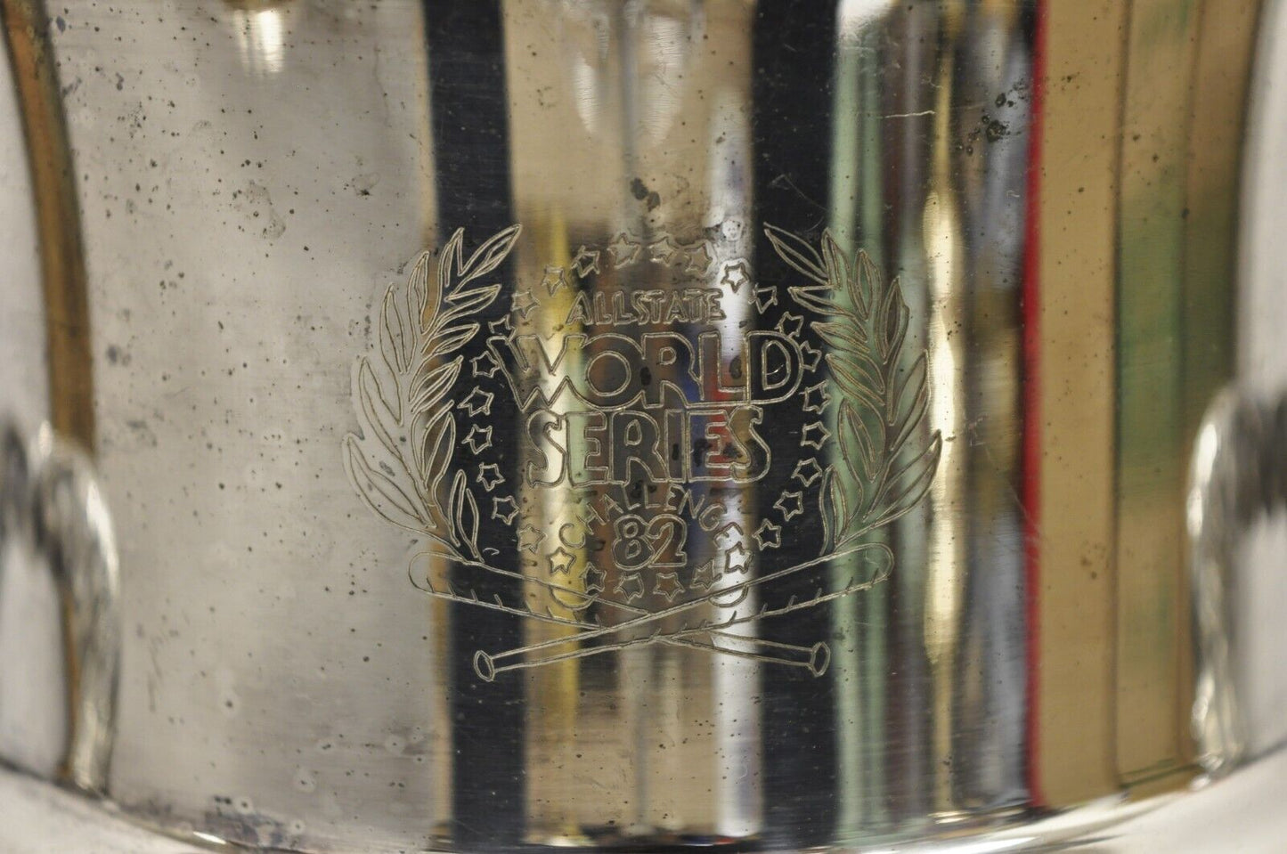 All State World Series Challenge 82 Baseball Silver Plate Trophy Cup Ice Bucket