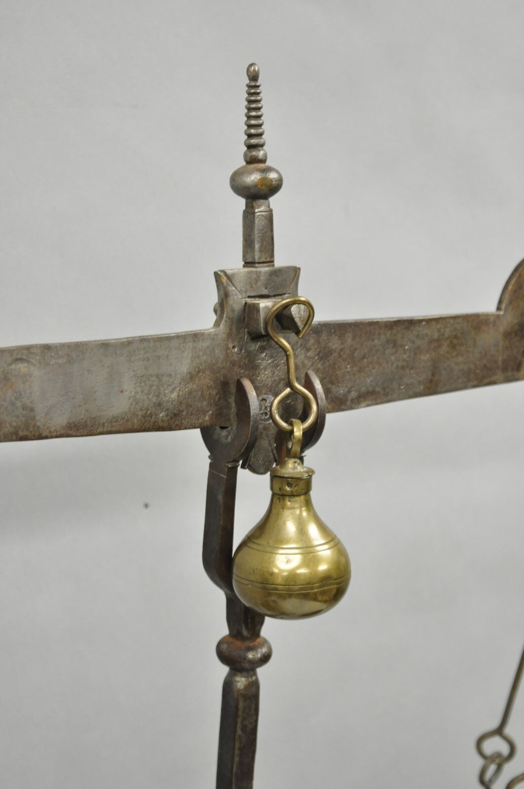 Antique English Gothic Arts & Crafts Hand Wrought Iron Balance Beam Scale