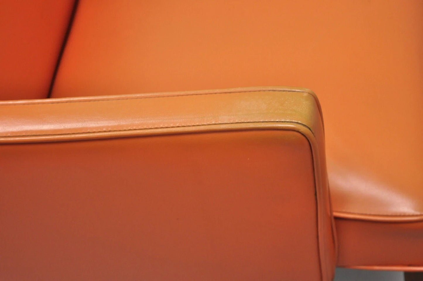 Vintage Mid Century Modern Walnut Jens Risom Style Orange Lounge Chairs -a Pair