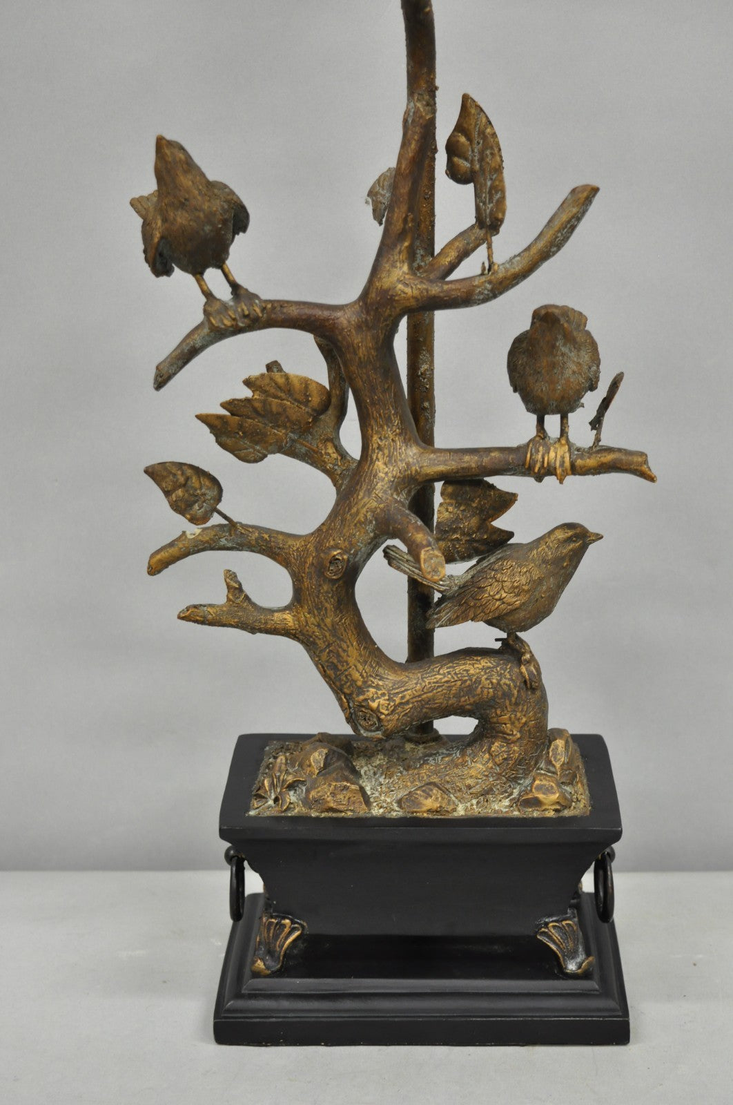 Contemporary Chinoiserie Style Bronze Finish Metal Birds on Branch Table Lamp