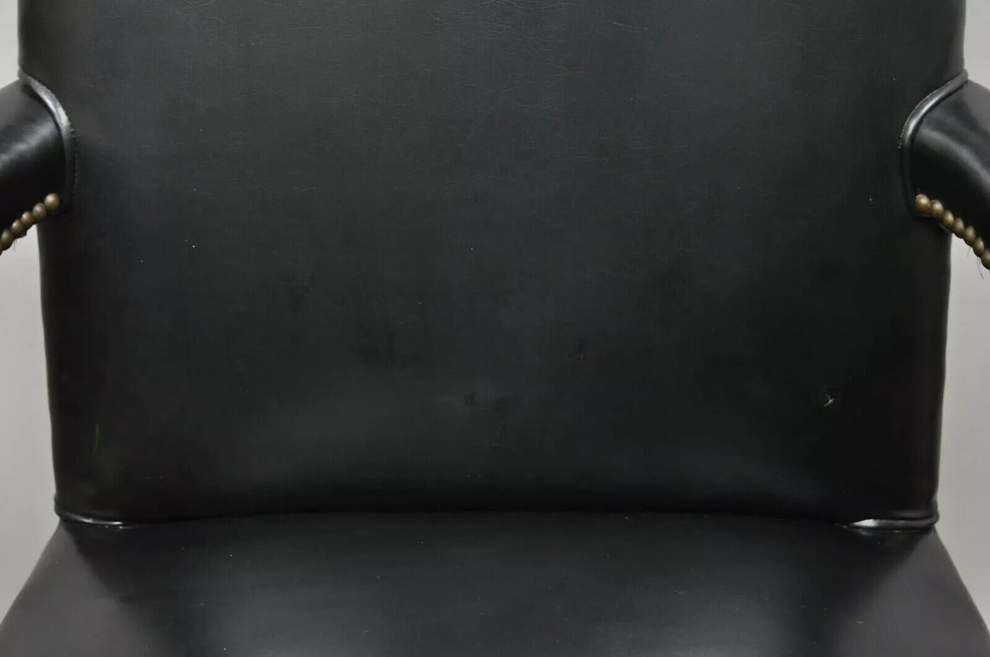 Antique English Georgian Style Dark Green Leather Library Office Chairs - a Pair