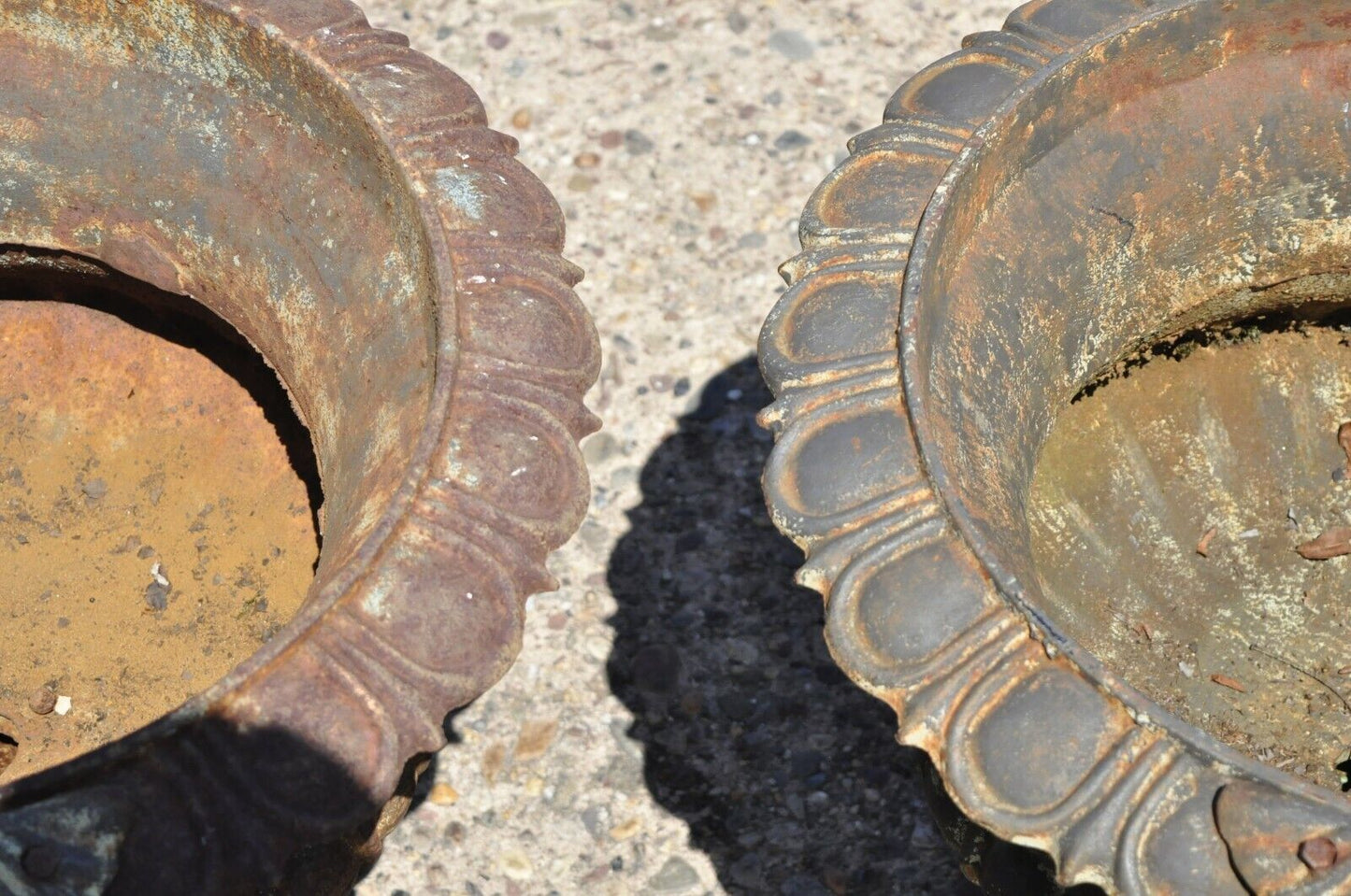 Cast Iron Victorian Style Vrn Form Garden Planters with Handles - a pair