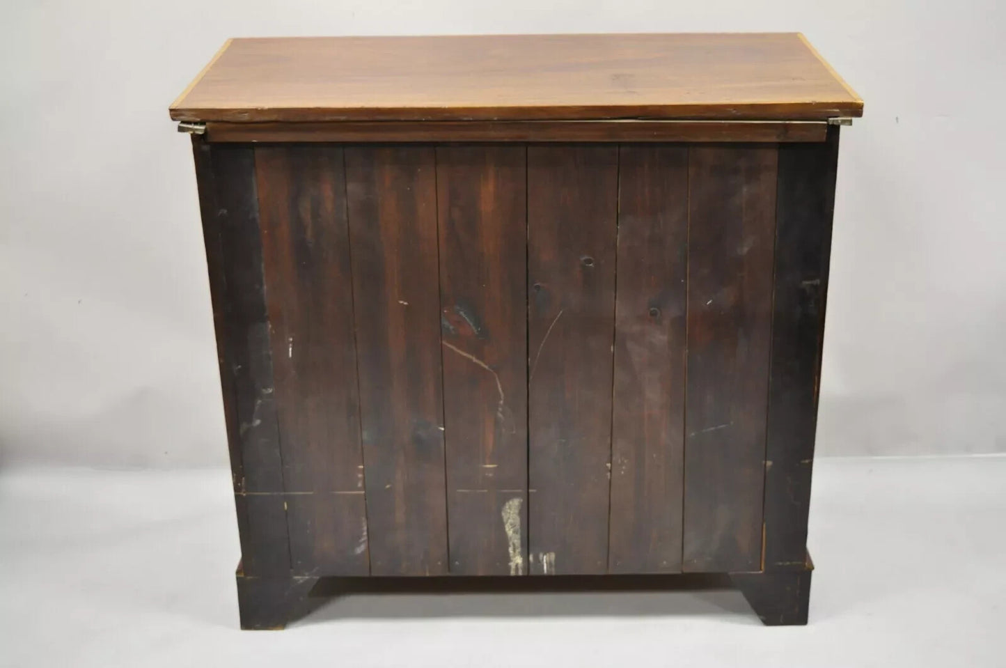 Antique English Georgian Mahogany Banded Satinwood Inlay 5 Drawer Chest Dresser