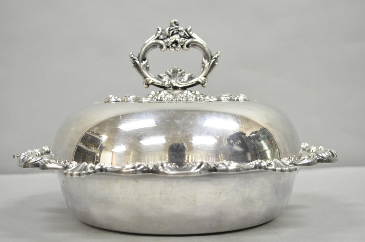 Vintage W&SB Victorian Silver Plated Ornate Round Lidded Vegetable Serving Dish
