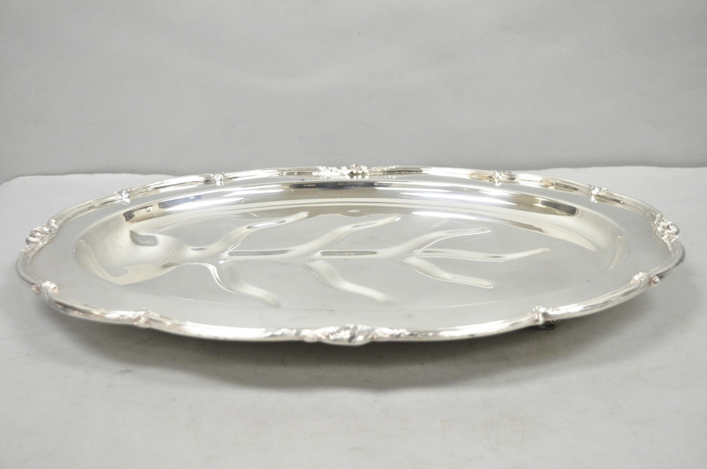 Vintage Amston Victorian Silver Plated Meat Cutlery Oval Serving Platter Tray