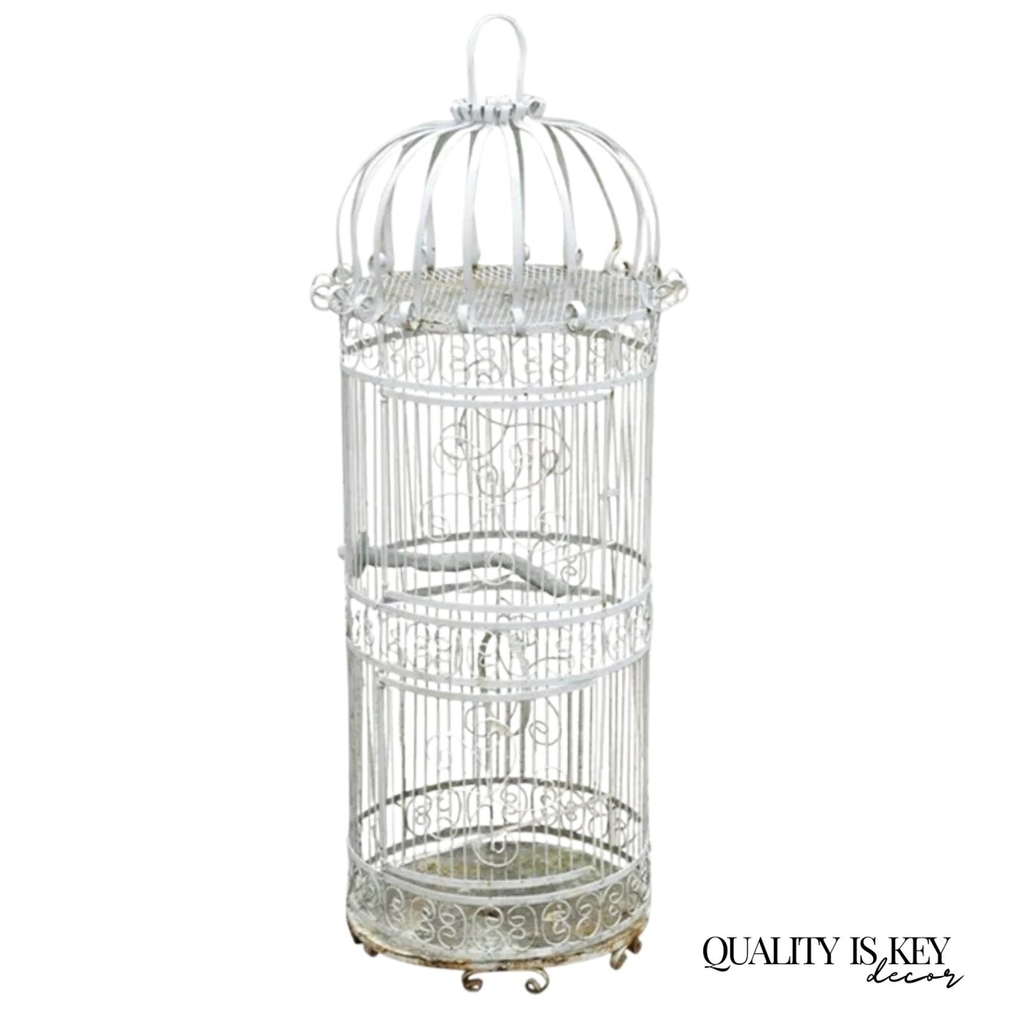 Vintage Victorian Style Scrolling Wrought Iron Metal 58" Birdcage Garden Decor