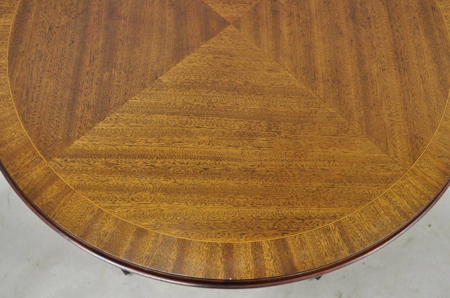 Antique English Edwardian Mahogany Bellflower Inlay Round Occasional Side Table