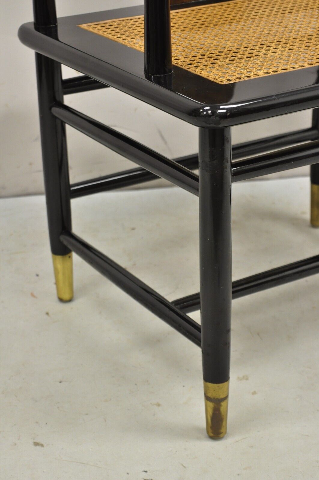 Vintage Henredon Scene 3 Oriental Black Lacquer Asian Horseshoe Chair - Single
