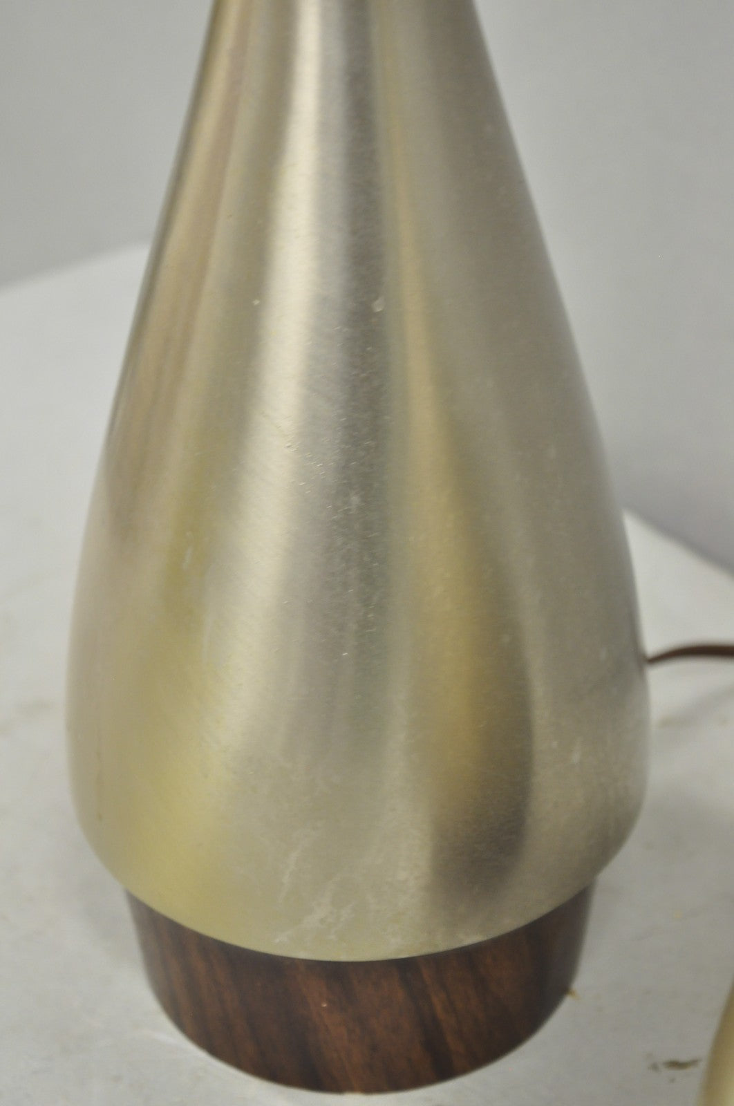 Vintage Mid Century Modern Sculptural Brushed Metal Table Lamps by Laurel - Pair