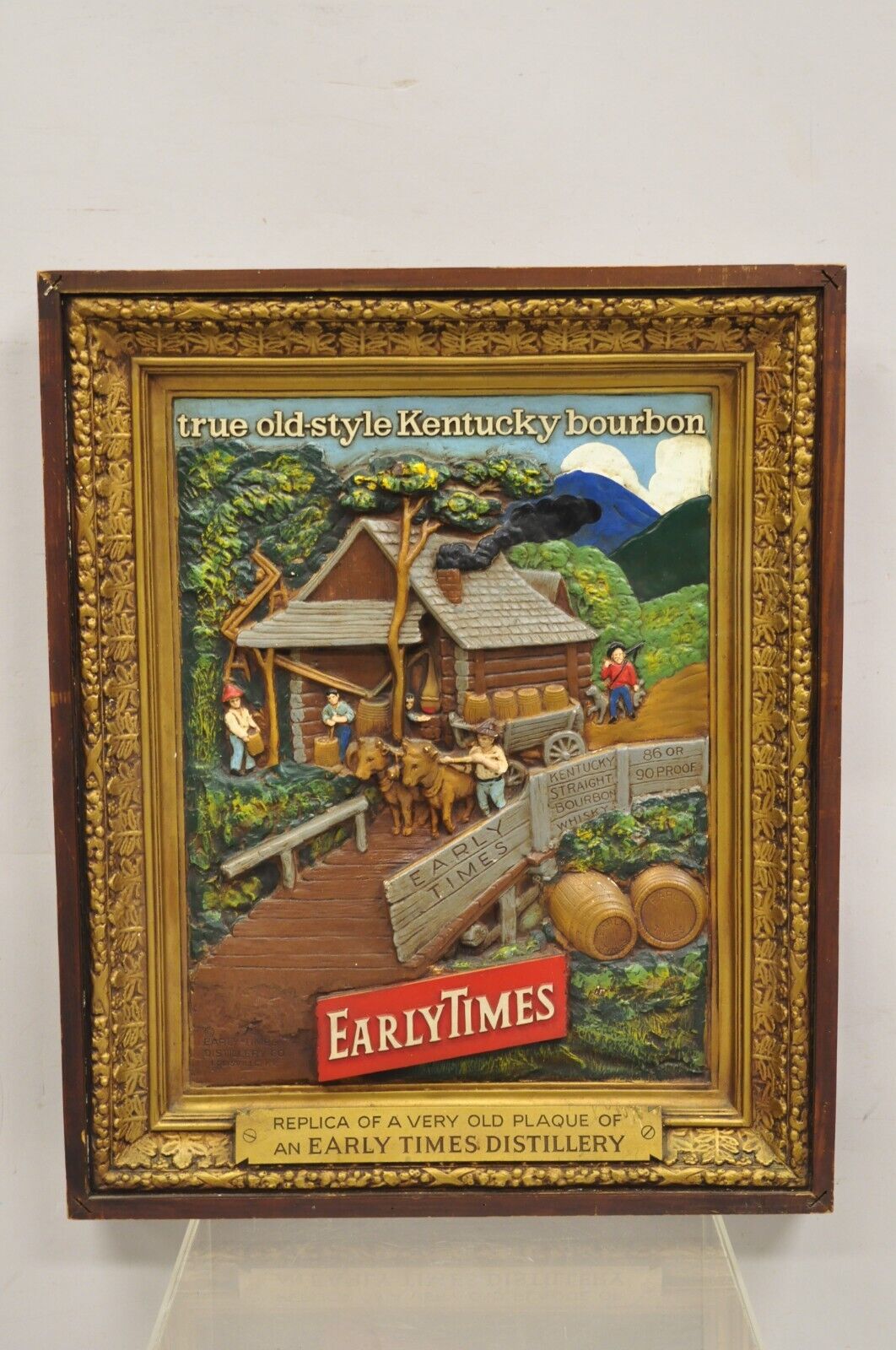 Vintage Early Times Kentucky Bourbon Whiskey Plaster Replica Art Painting Plaque