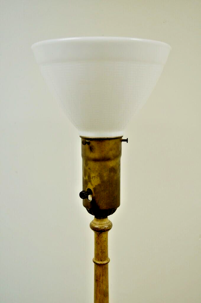 Vintage Biedermeier Style Turn Carved Wood Candlestick Side Table Floor Lamp