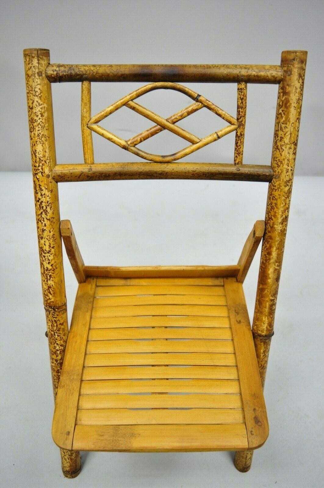 Vintage Hollywood Regency Tiki Children's Bamboo Folding Side Chairs - Set of 6