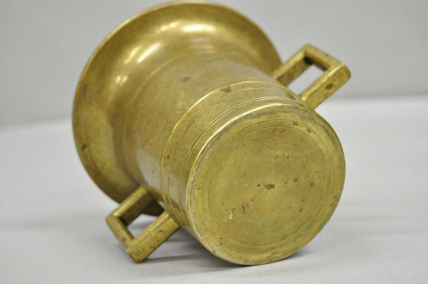 Antique Solid Bronze Brass Large German Apothecary Mortar with Pestle - 2 Pcs
