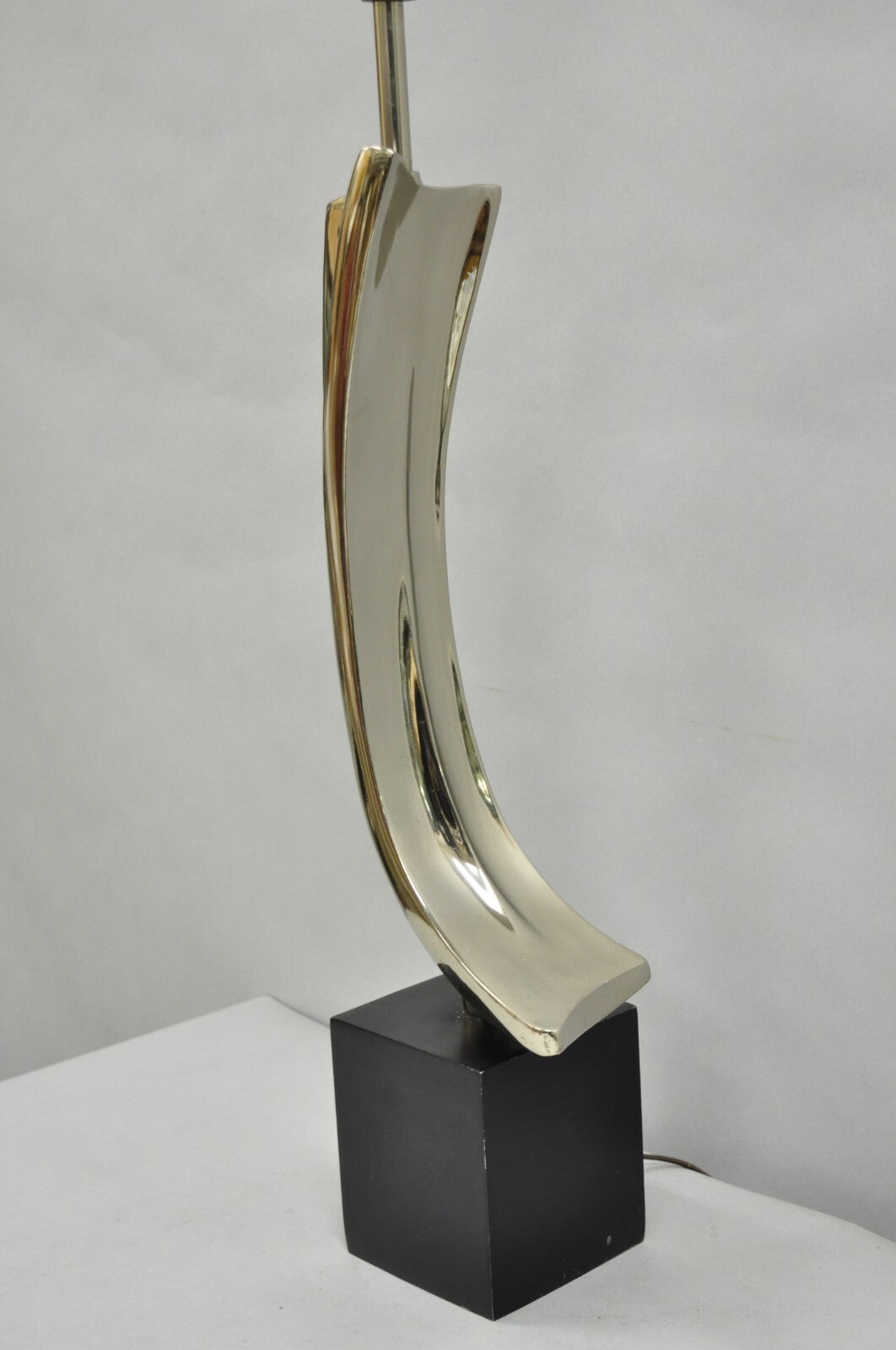 Vintage Mid Century Modern Laurel Sculptural Gunmetal Table Lamp by Weiss & Barr