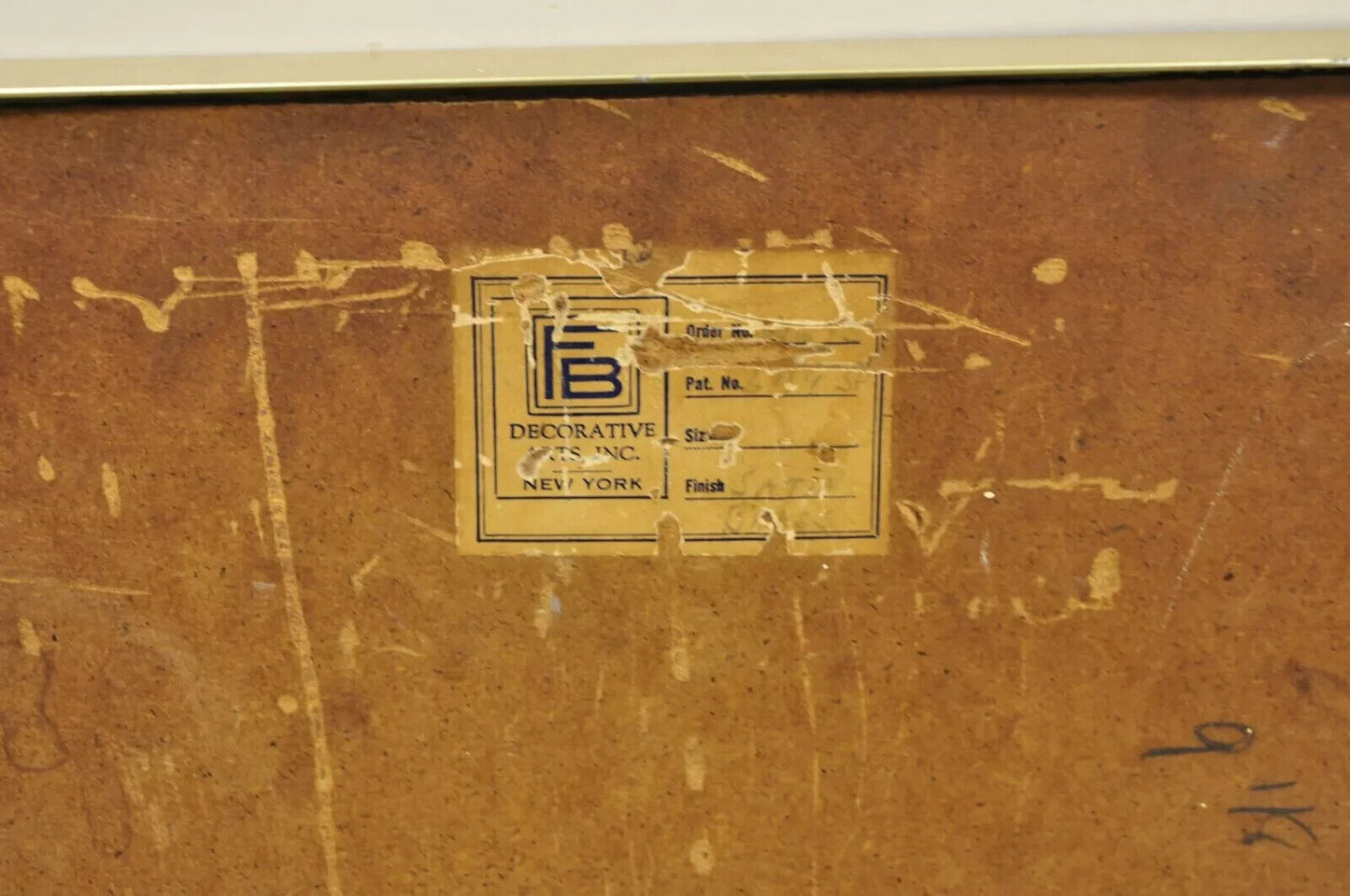 Vintage Friedman Brothers Brass Frame Modernist 38" Square Modern Wall Mirror