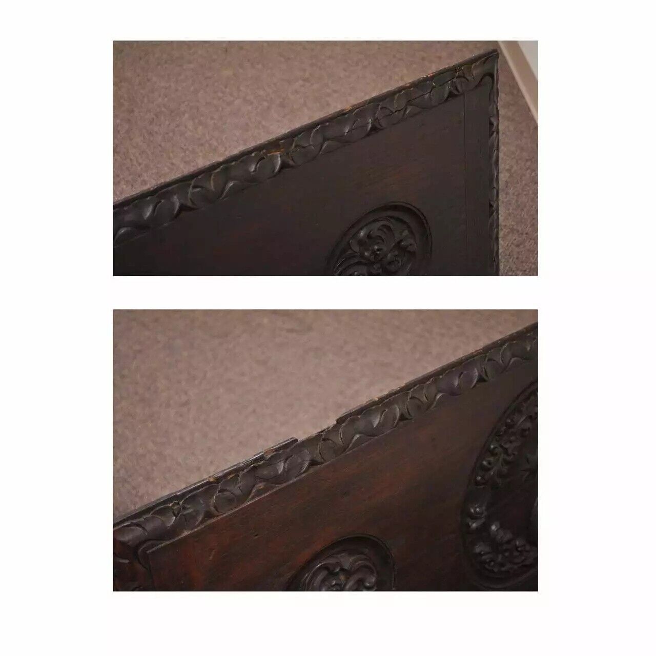 Antique 17th C. English Renaissance Carved Oak and Wrought Iron Bench Banquette