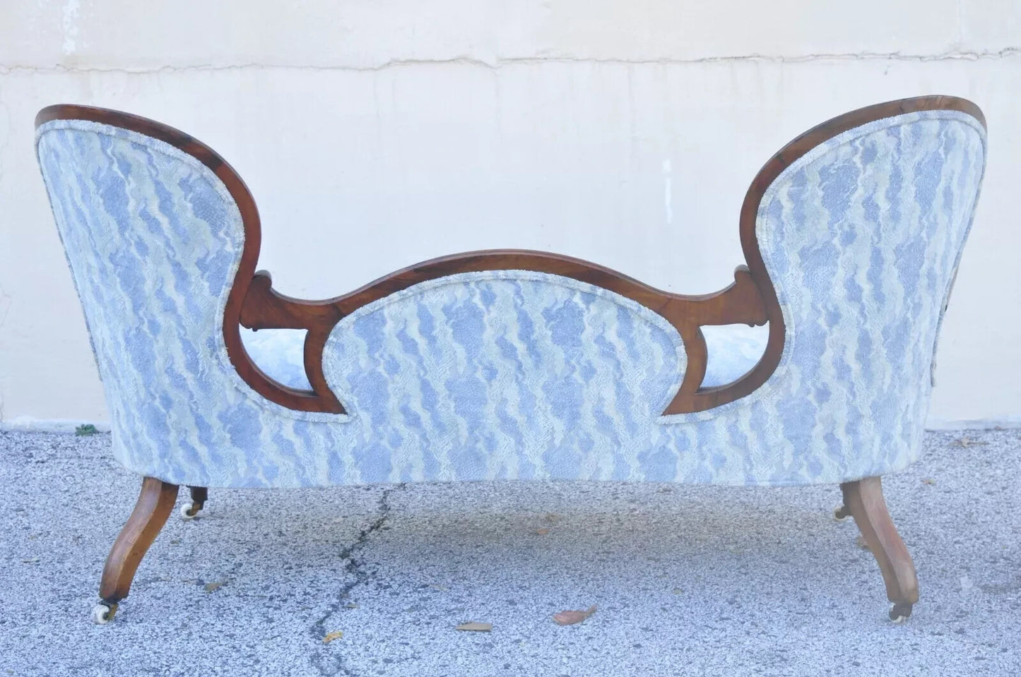 Antique Victorian Carved Mahogany Triple Hump Back Parlor Fireside Sofa