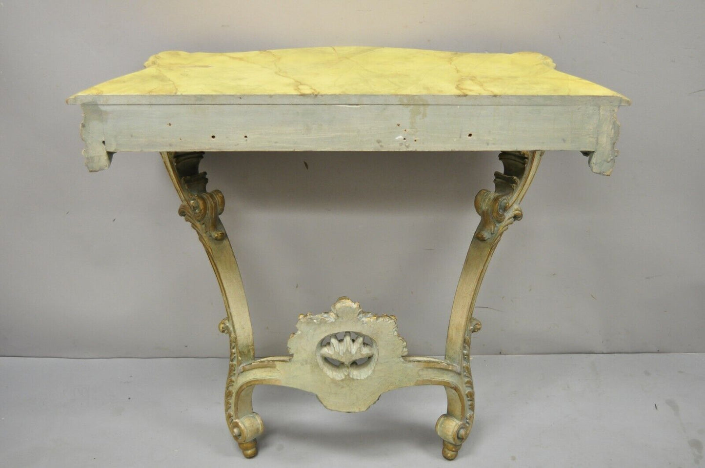 Antique Italian Rococo Carved Giltwood Wall Mount Console Hall Table
