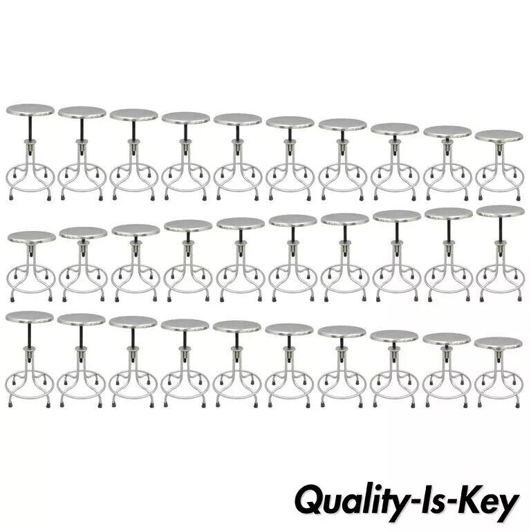 Vintage Stainless Steel American Industrial Modern Steampunk Adjustable Stool