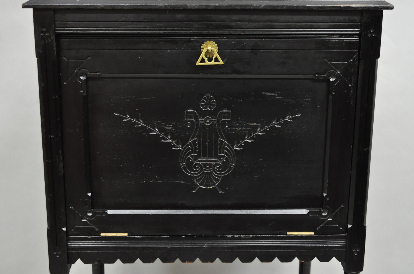 Antique Victorian Aesthetic Movement Black Ebonized Music Stand Side Table