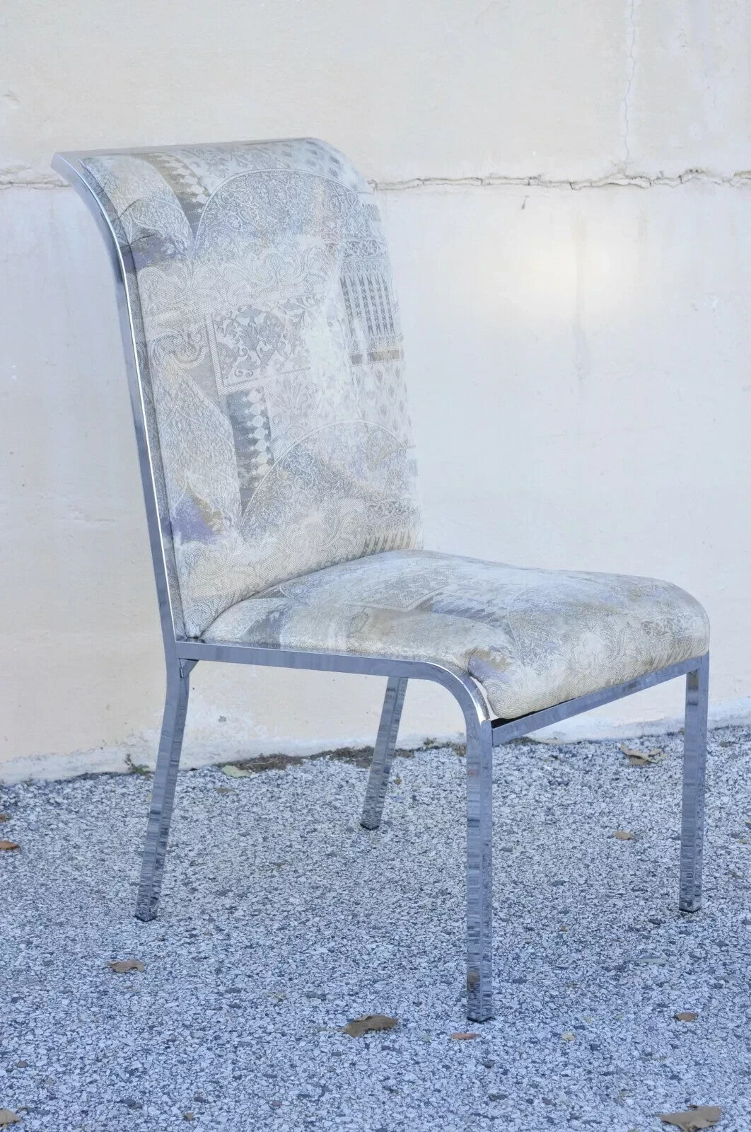 Vintage Mid Century Polished Chrome Frame Rolled Back Dining Chairs - Set of 4