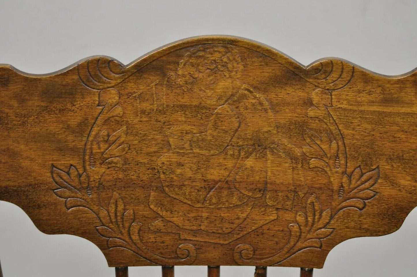 Antique Victorian Oak Convertible Pressed Back High Chair Baby Stroller