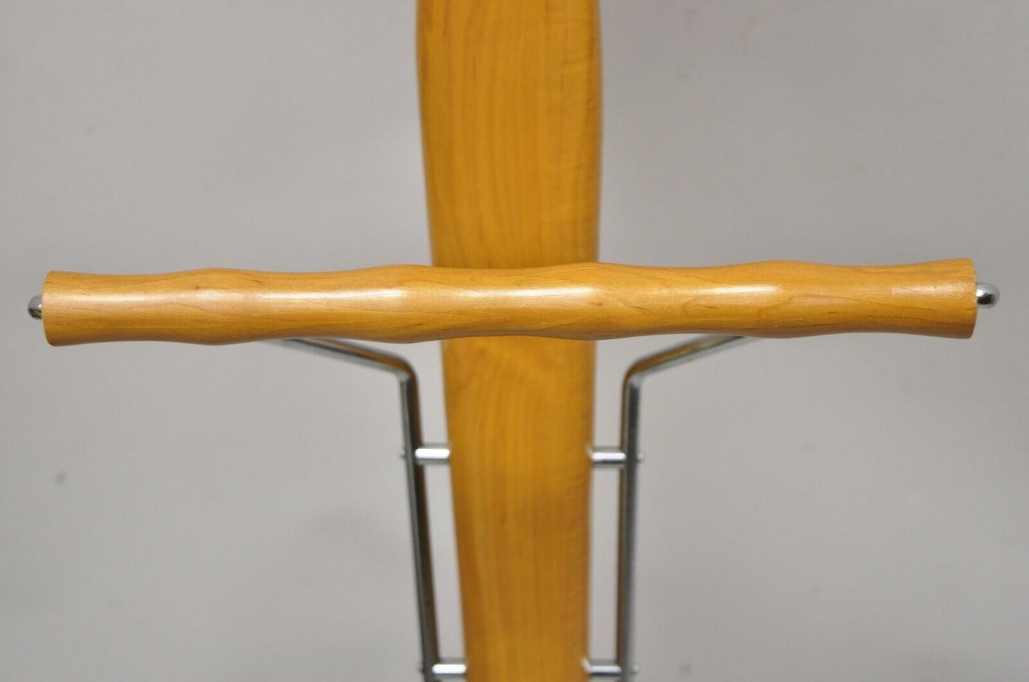 Post Modern Italian Sculpted Cherry Wood and Metal Clothing Valet by Porada