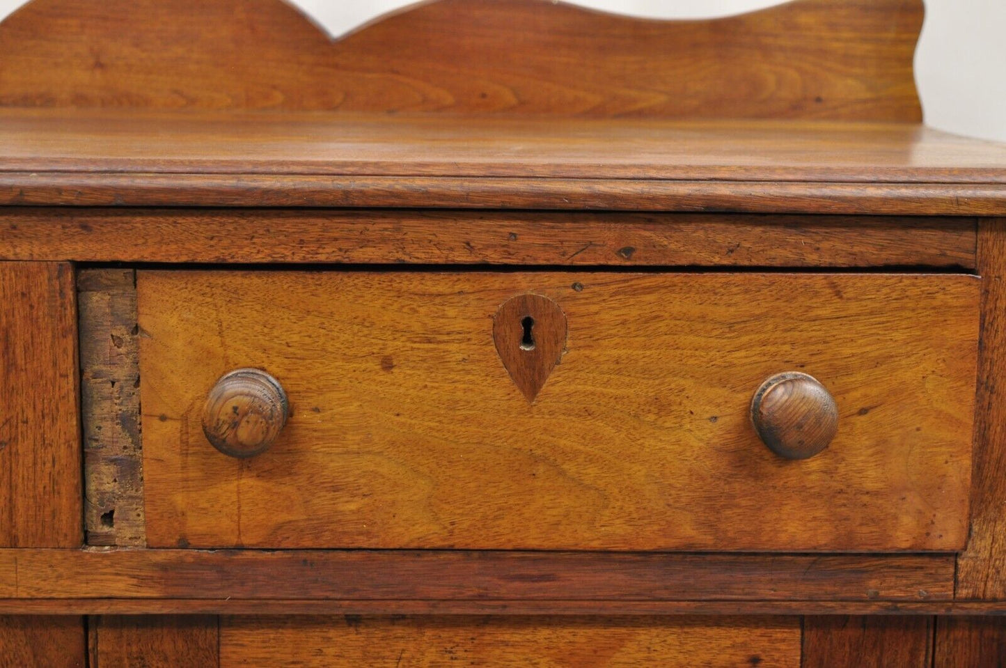 Antique American Colonial Primitive Mahogany 2 Drawer Jelly Cupboard Cabinet