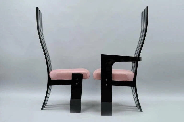 Mid Century Modern Black Lucite Sculptural Dining Chairs by Hill Mfg - Set of 6