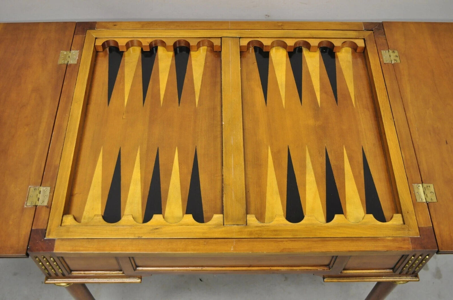 Vintage French Louis XVI Style Cherry Wood Flip Top Backgammon Card Game Table